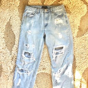 Forever 21 ripped blue mom jeans